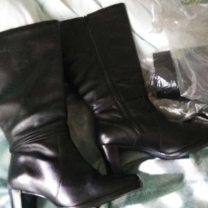 Black leather boots